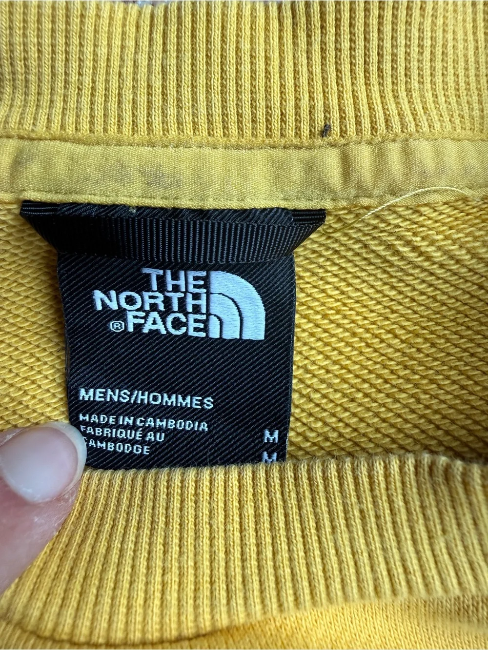 Y2K The North Face Men's Yellow Crewneck Sweatshirt with Logo Patch